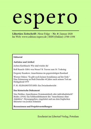 Rolf Raasch, Jochen Knoblauch, Markus Henning, Jochen Schmück: espero 0 (EBook, German language, 2019, Libertad Verlag)