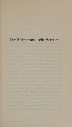 Friedrich Dürrenmatt: Der Richter und sein Henker (German language, 1952, Benziger)