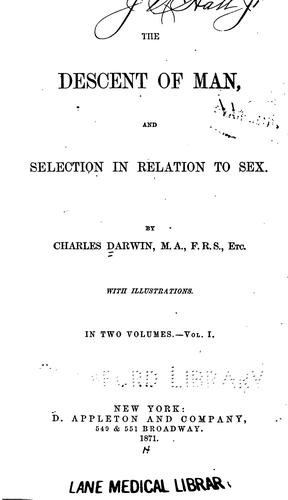 Charles Darwin: The Descent of man (1871, D. Appleton and Co.)