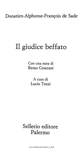 Marquis de Sade: Il giudice beffato (Italian language, 2002, Sellerio)