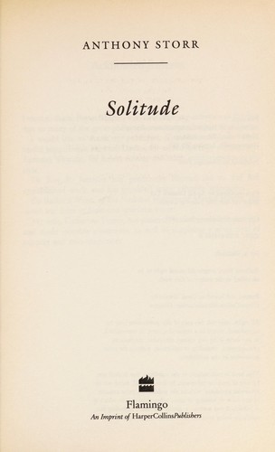 Anthony Storr: Solitude (1989, Flamingo, Harpercollins Pub Ltd)