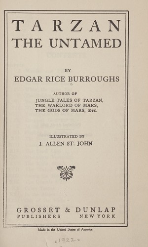 Edgar Rice Burroughs: Tarzan the untamed (1922, Grosset & Dunlap)