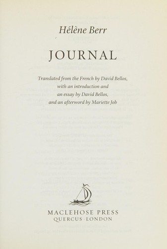 Hélène Berr: Journal (2008, MacLehose, MacLehose Press)