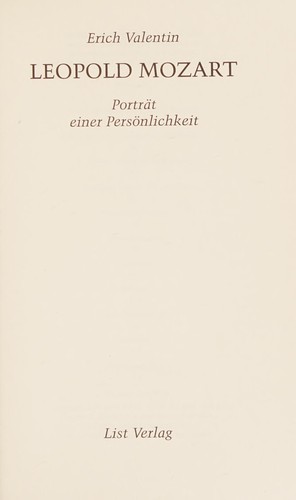 Erich Valentin: Leopold Mozart (German language, 1987, List)