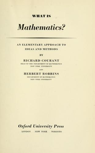 Richard Courant: What is Mathematics? (1941, Oxford university press)