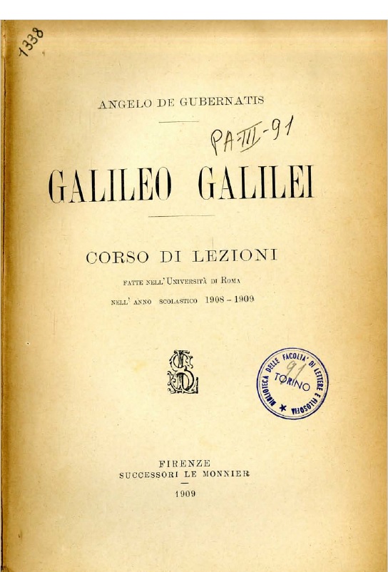 Angelo Gubernatis: Galileo Galilei (Paperback, italiano language, Successori Le Monnier Firenze)