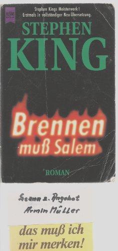 Stephen King, King, Stephen: Brennen muss Salem! Roman (German language, 1990)