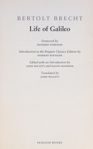 Bertolt Brecht: Life of Galileo (2008, Penguin Books)