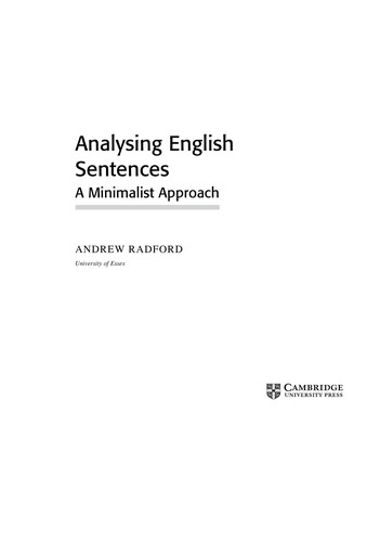 Andrew Radford: Analysing English sentences (2009, Cambridge University Press)