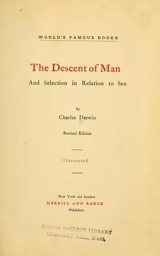 Charles Darwin: The descent of man (1874, Merrill and Baker)