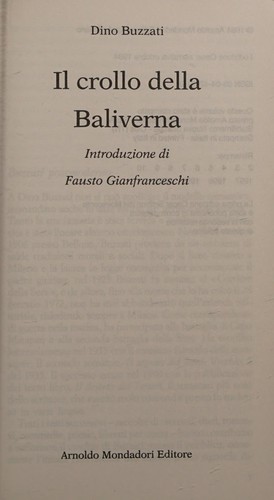 Dino Buzzati: Il crollo della Baliverna (1997, Mondadori)
