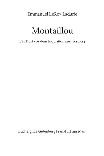 Emmanuel Le Roy Ladurie: Montaillou (German language, 1980, Propyla en-Verlag)